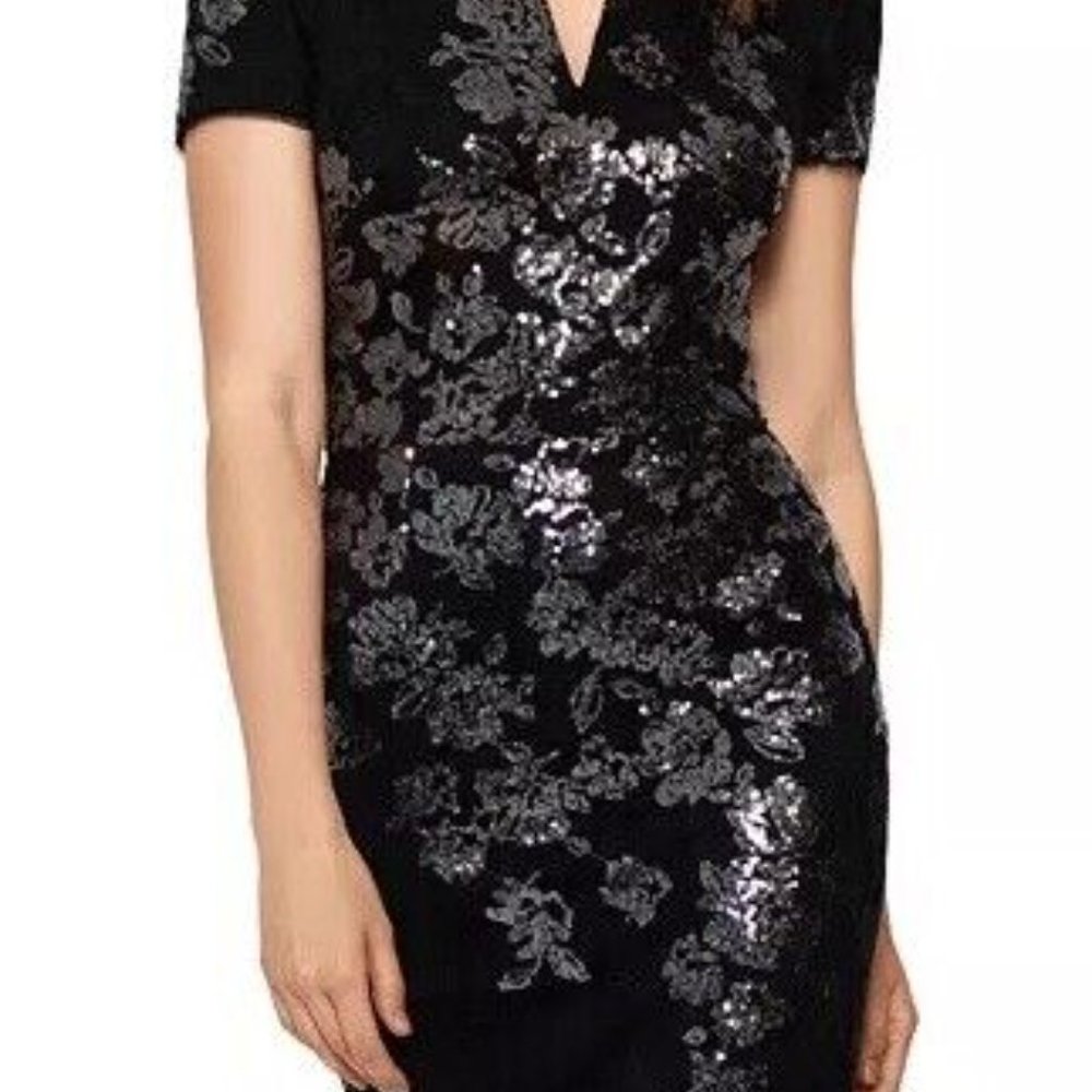 XSCAPE Womens Petite Lace Sequin Sheath Dress, Size 6P - Picture 5 of 5